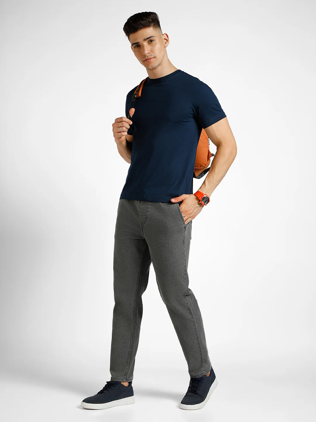 Men's Grey Regular Fit Washed Jogger Jeans Stretchable - Image 4