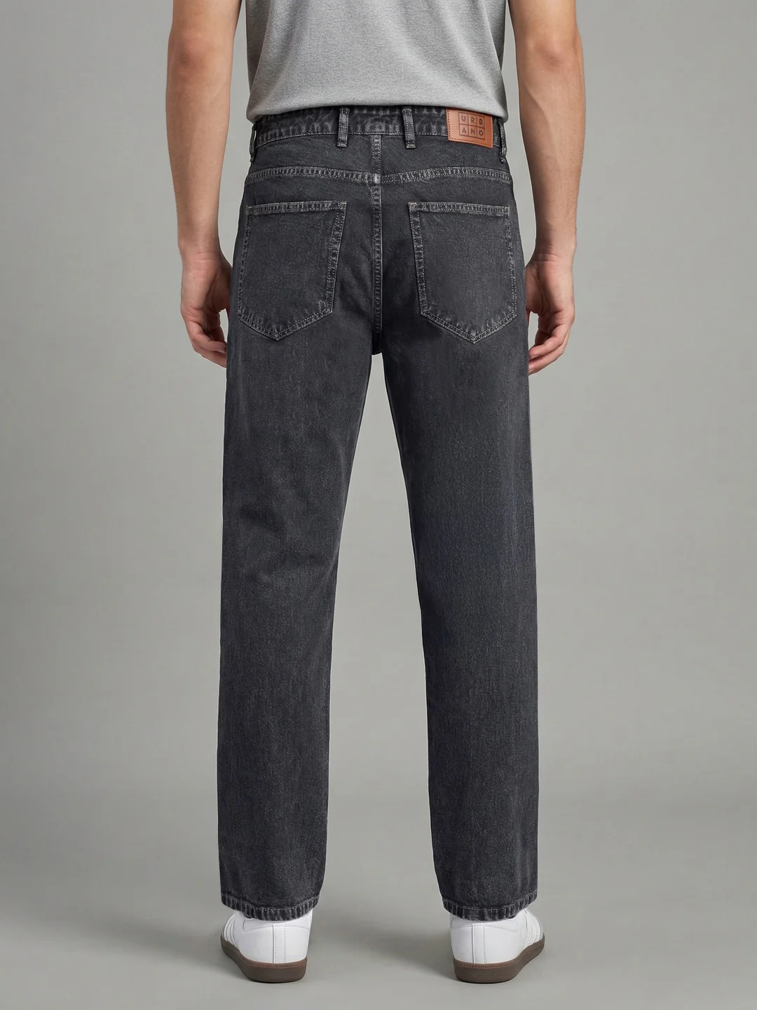 Men's Grey Relaxed Fit Washed Denim Jeans Non-Stretchable - Image 4