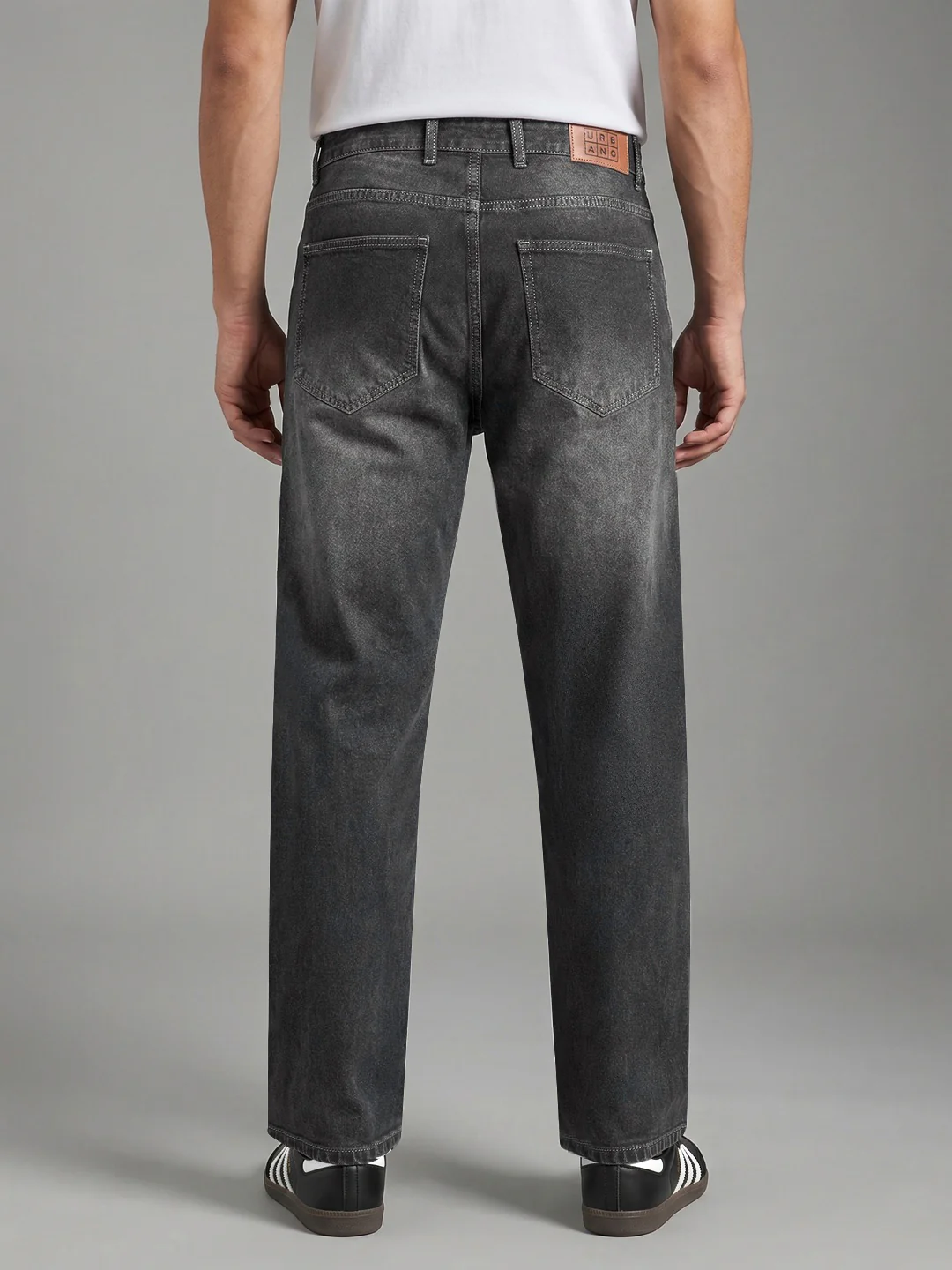 Men's Grey Relaxed Fit Washed Denim Jeans Non-Stretchable - Image 3