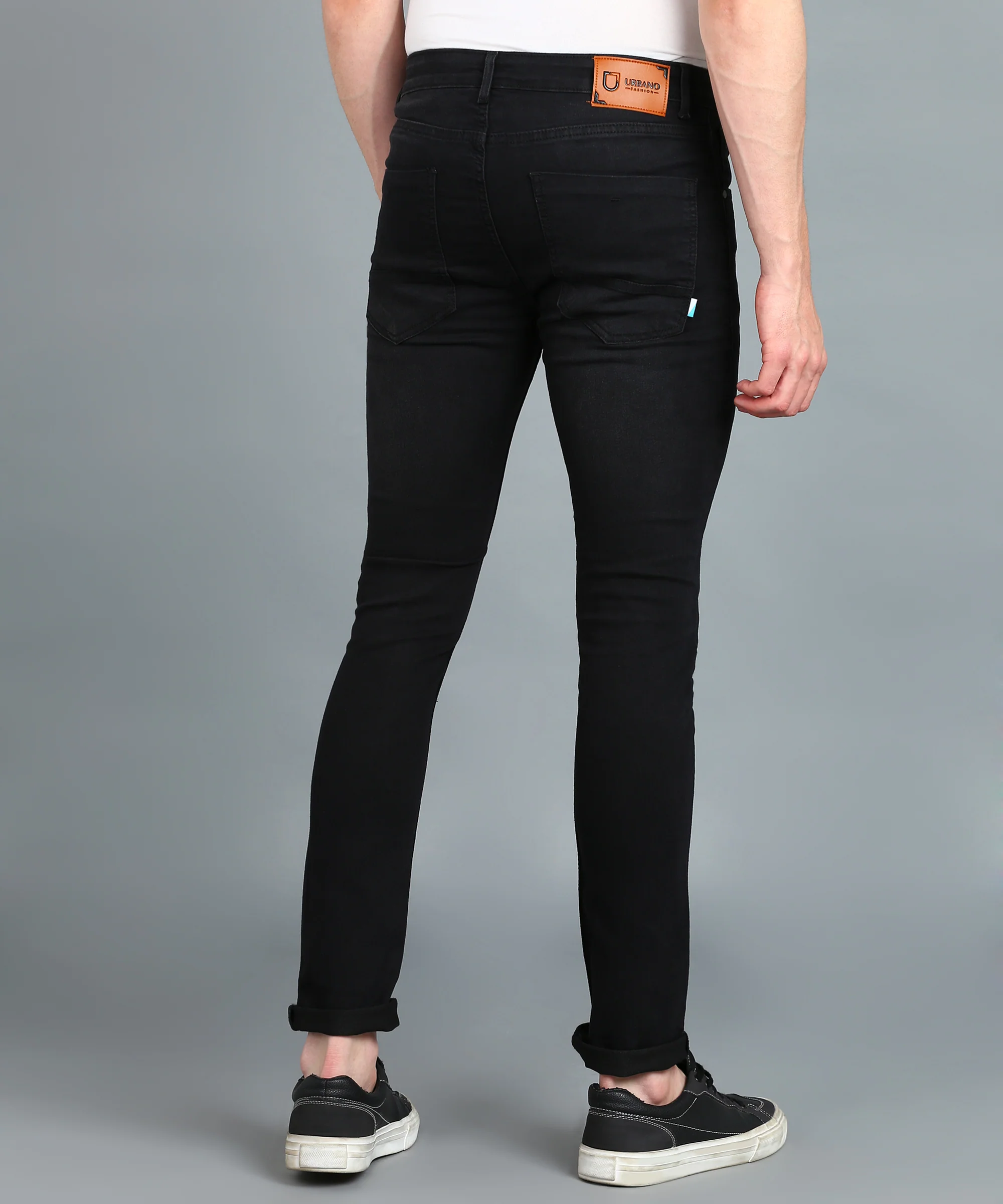 Men's Grey Skinny Fit Washed Jeans Stretchable - Image 3