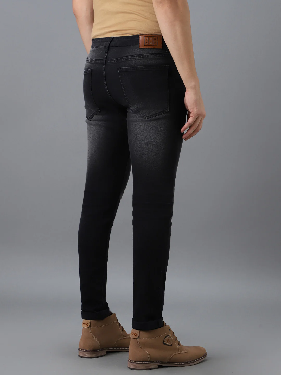 Men's Grey Slim Fit Heavy Washed Jeans Stretch - Image 4