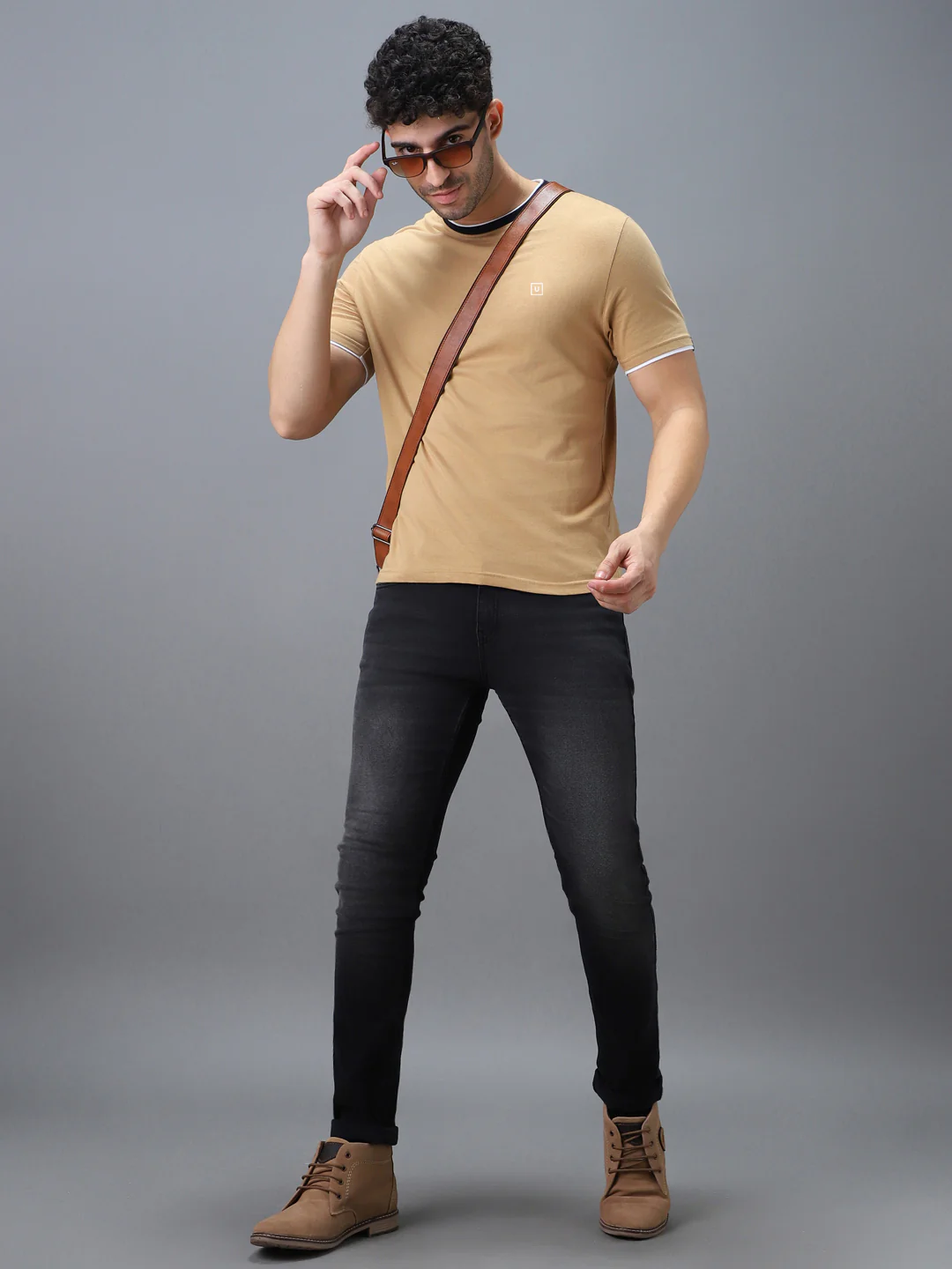 Men's Grey Slim Fit Heavy Washed Jeans Stretch - Image 5