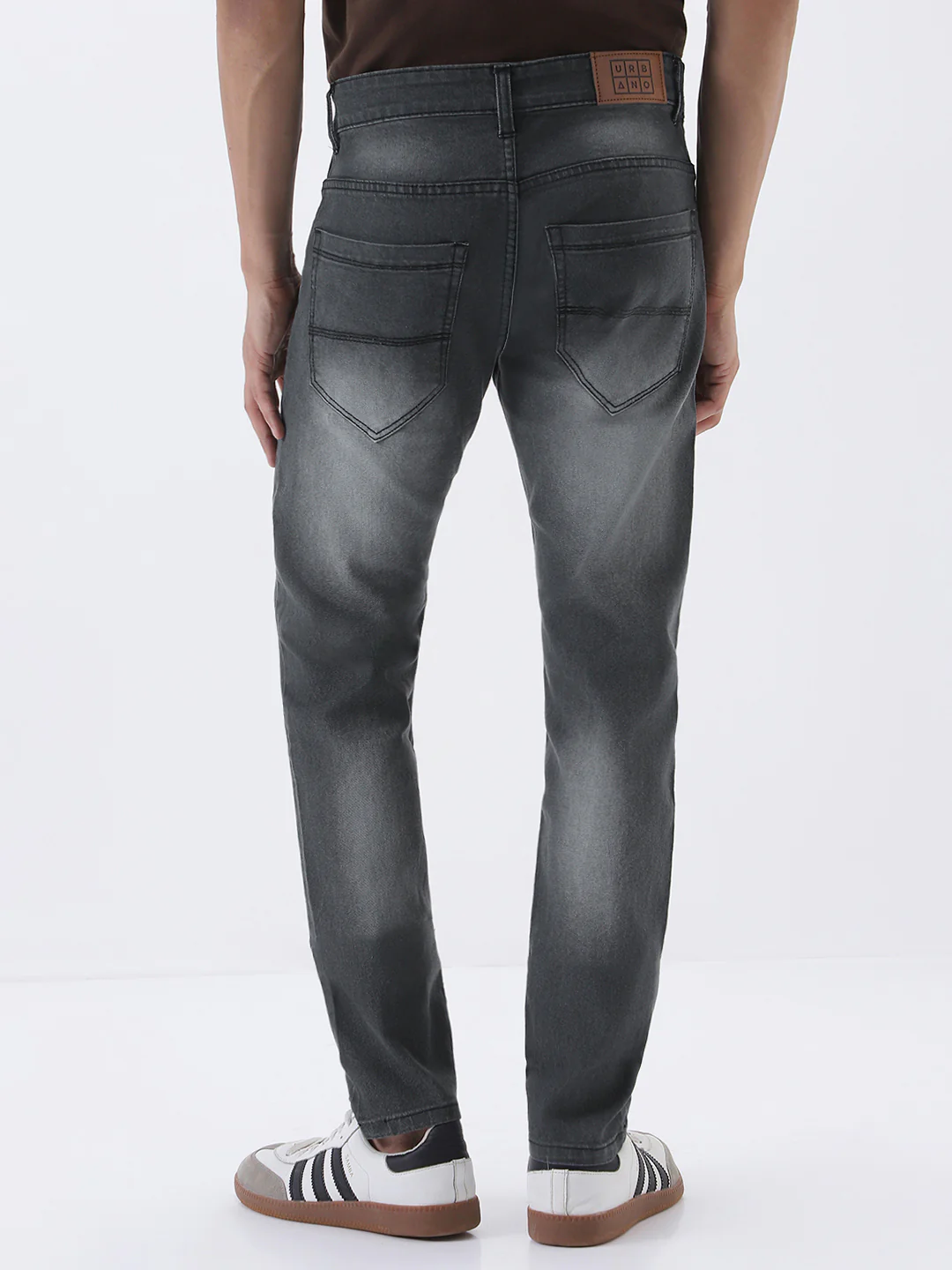 Men's Grey Slim Fit Stretch Jeans - Image 3