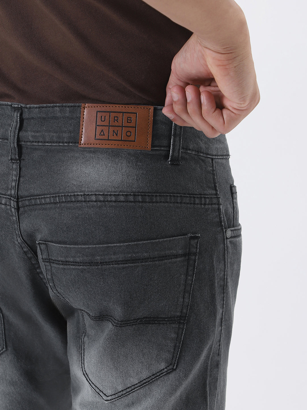 Men's Grey Slim Fit Stretch Jeans - Image 6