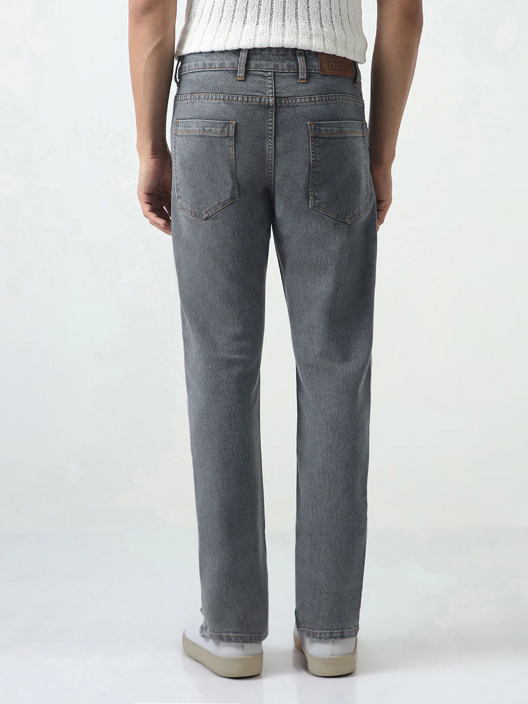 Men's Grey Slim Fit Washed Denim Jeans Stretchable - Image 4