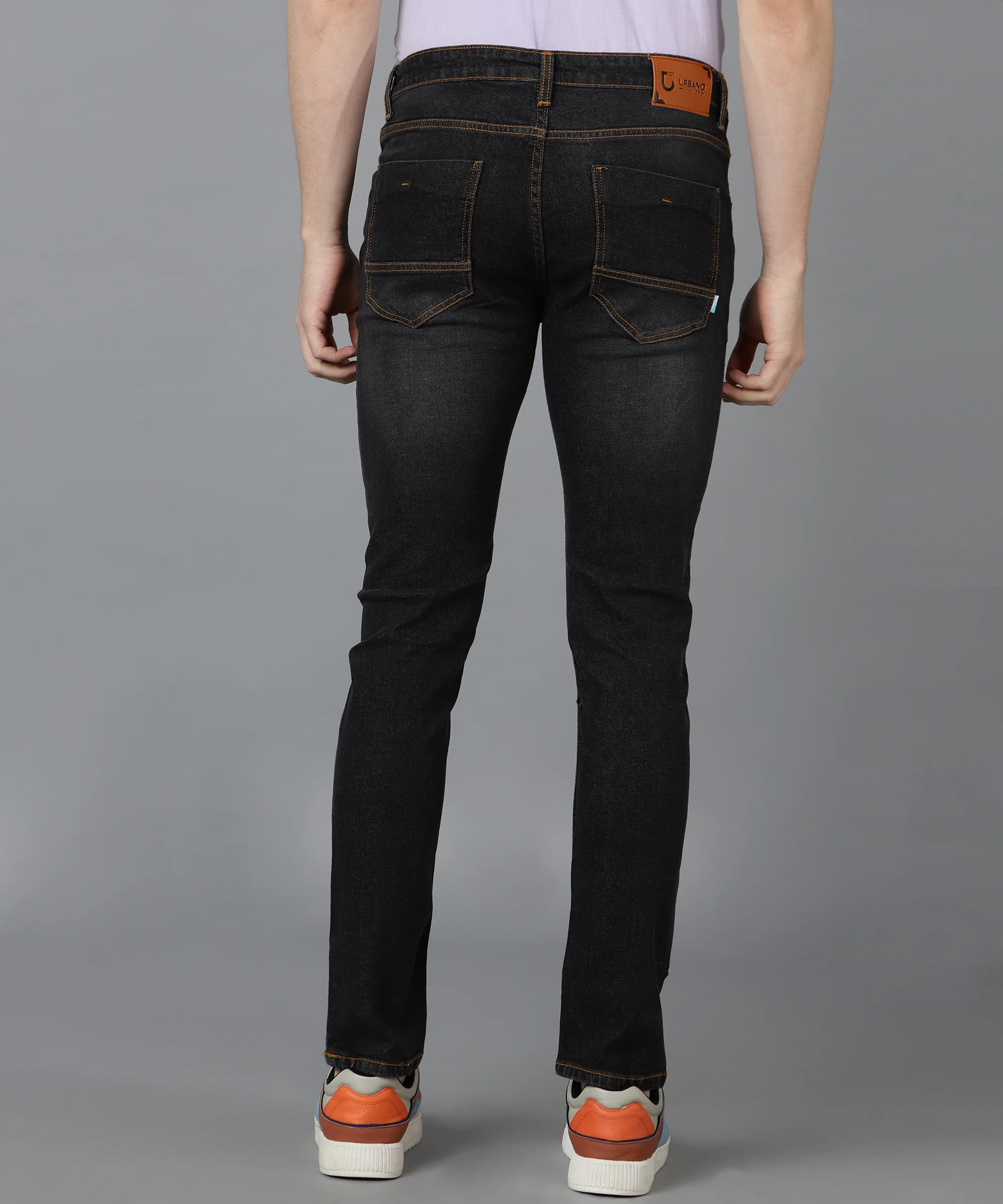 Men's Grey Slim Fit Washed Jeans Stretchable - Image 3