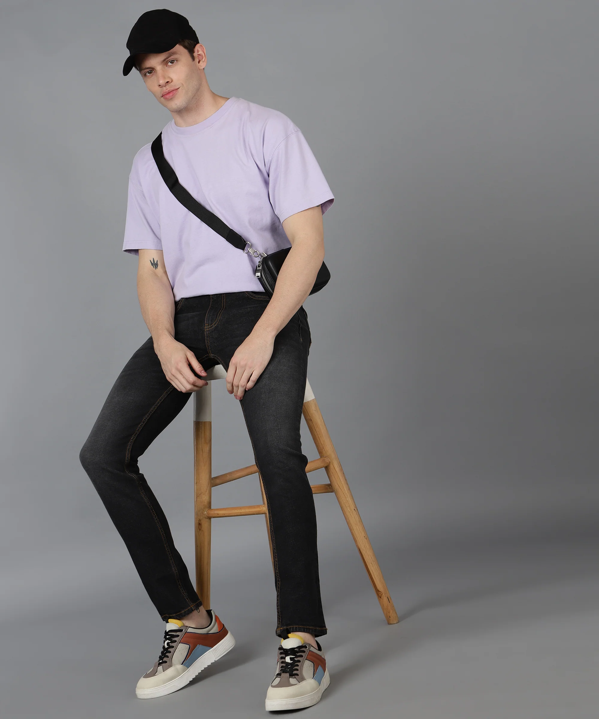 Men's Grey Slim Fit Washed Jeans Stretchable - Image 4