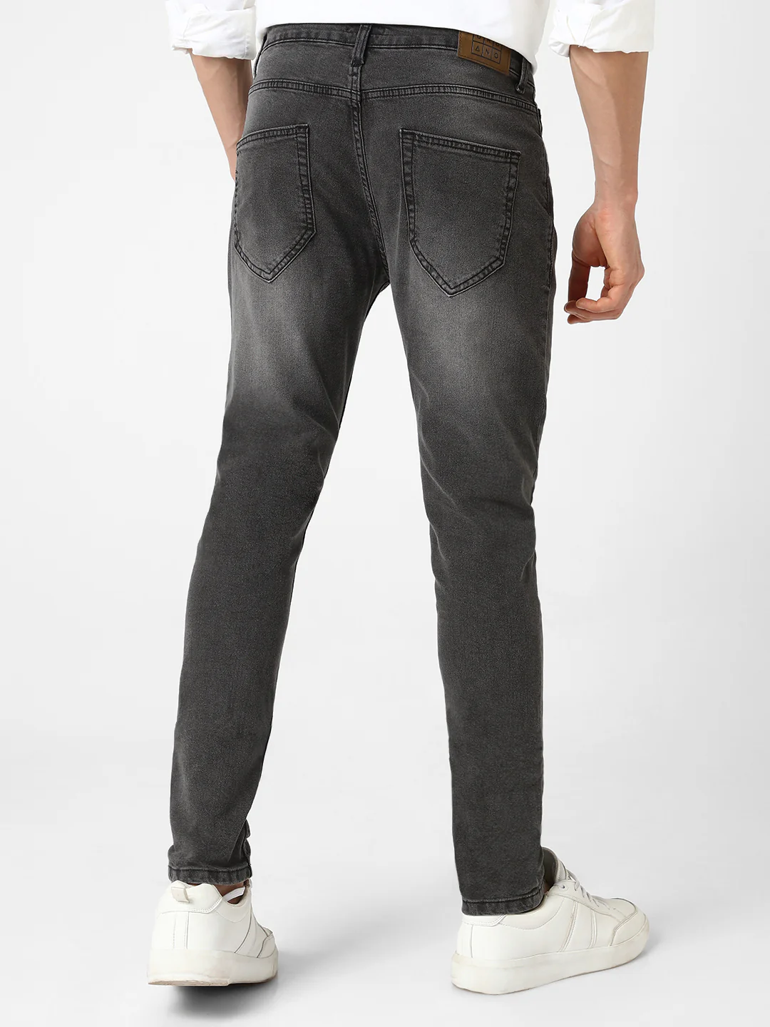 Men's Grey Slim Fit Washed Jeans Stretchable - Image 3