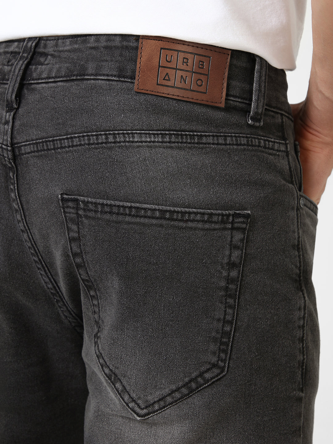 Men's Grey Slim Fit Washed Jeans Stretchable - Image 5