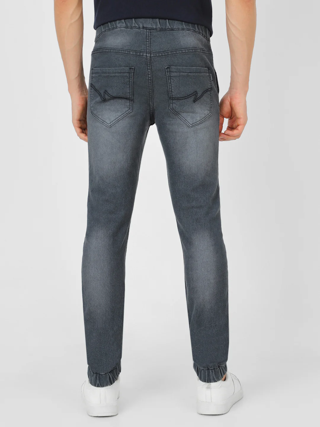 Men's Grey Slim Fit Stretchable Jogger Jeans - Image 5