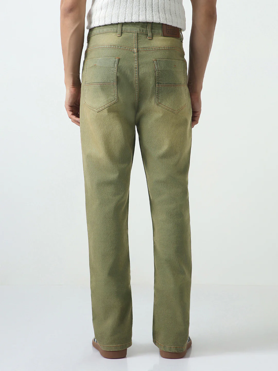 Men's Grey Straight Fit Heavy Washed Jeans Stretchable - Image 3
