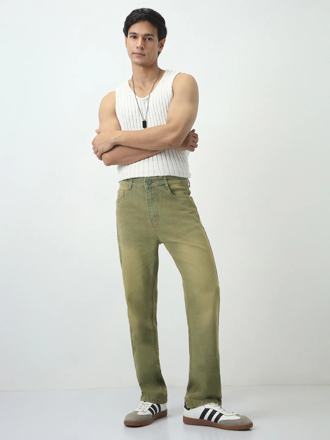 Men's Grey Straight Fit Heavy Washed Jeans Stretchable - Image 4