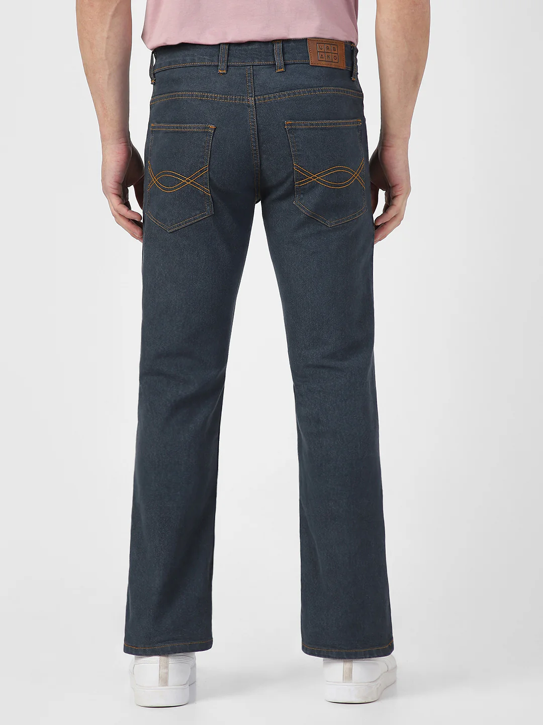 Men's Grey Washed Bootcut Jeans Stretchable - Image 4
