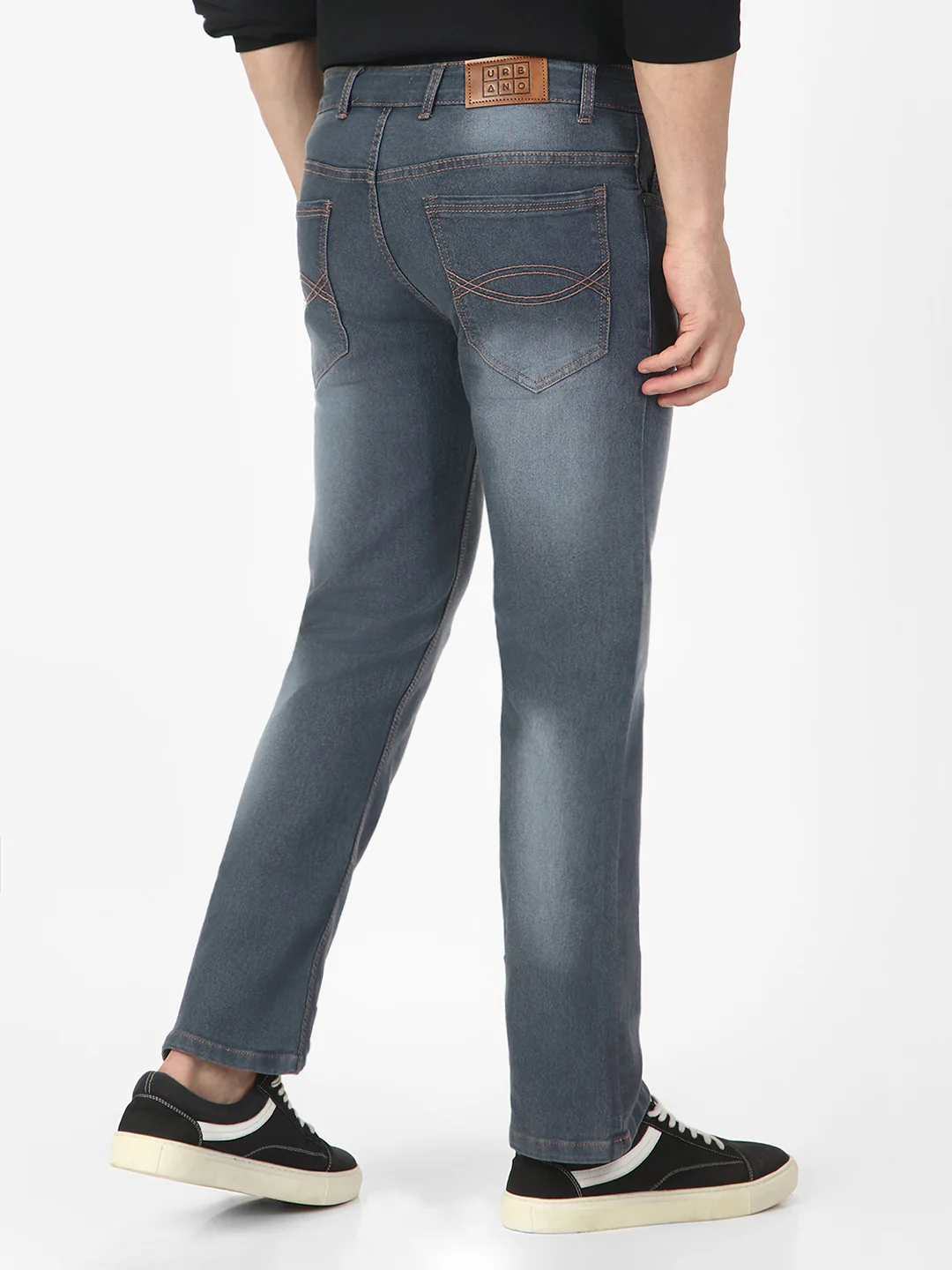 Men's Grey Washed Bootcut Jeans Stretchable - Image 4