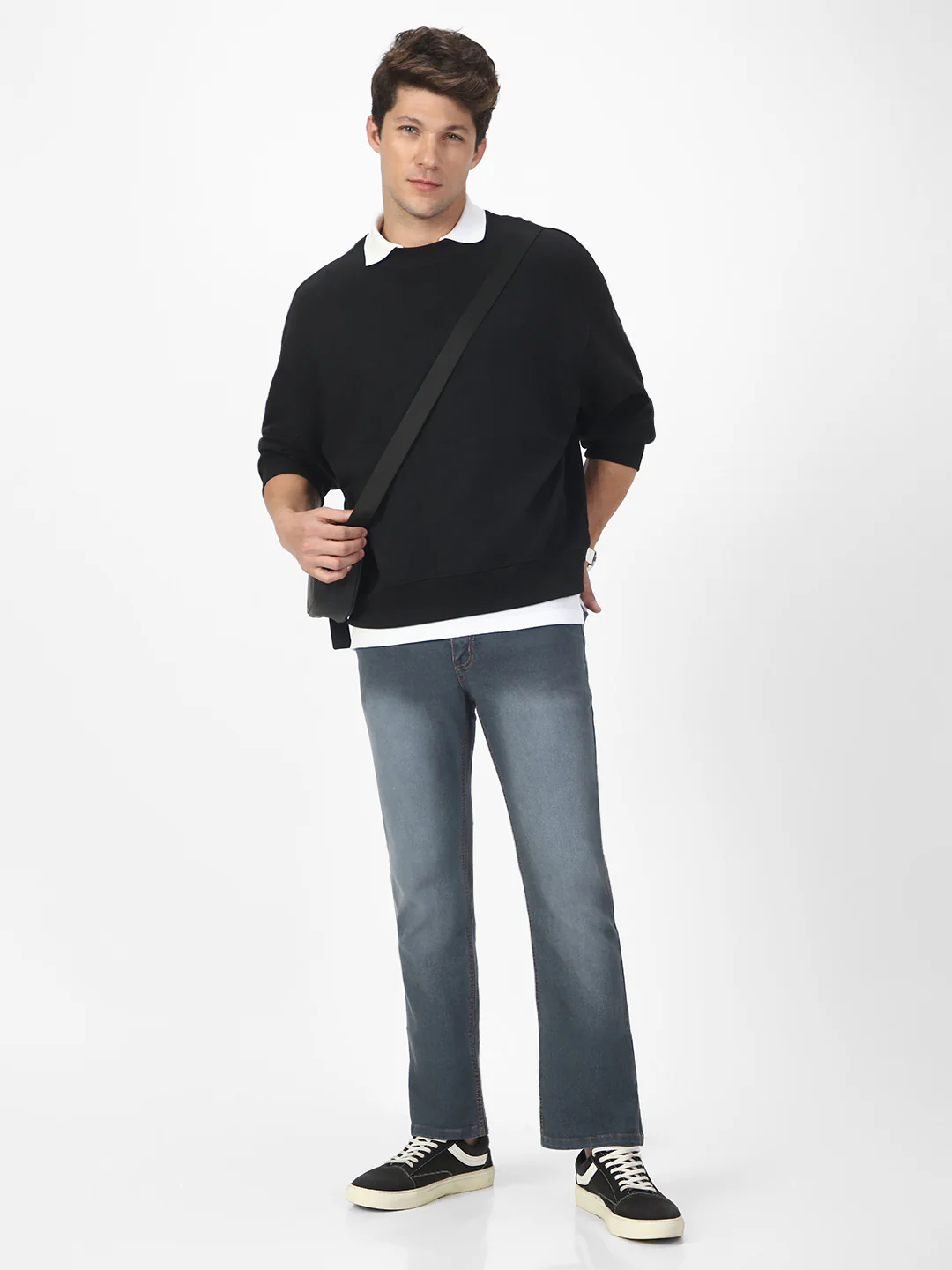 Men's Grey Washed Bootcut Jeans Stretchable - Image 5