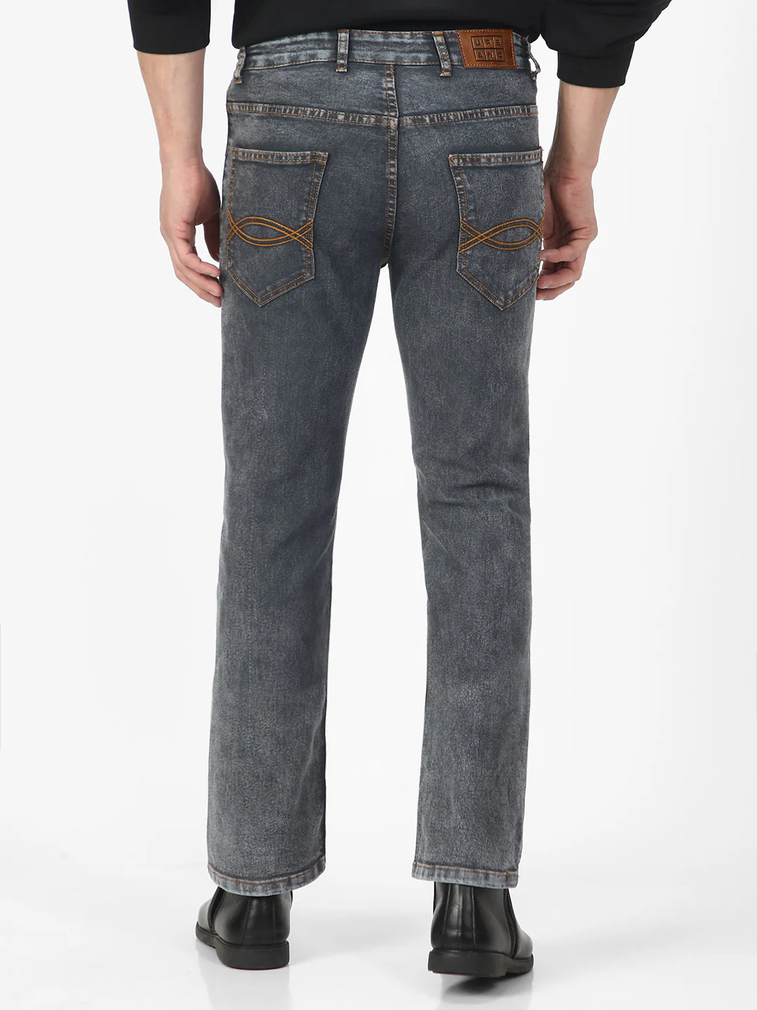 Men's Grey Washed Bootcut Jeans Stretchable - Image 3