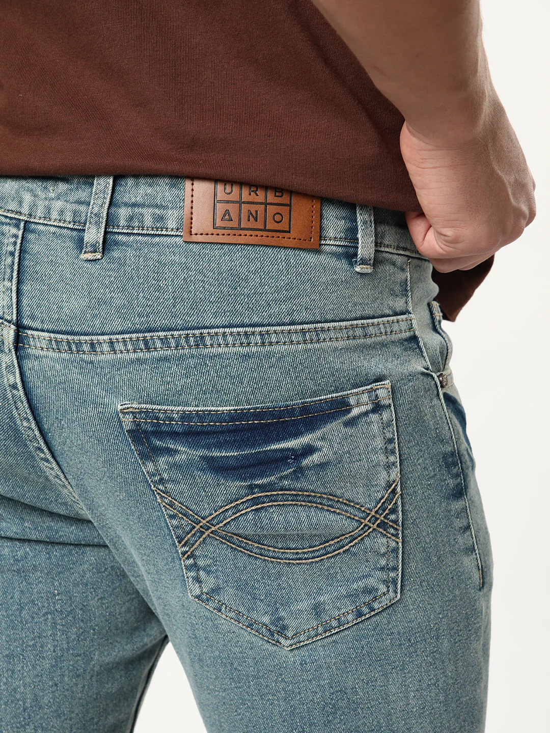 Men's Ice Blue Bootcut Fit Mid Rise Acid Wash Jeans Stretchable - Image 6