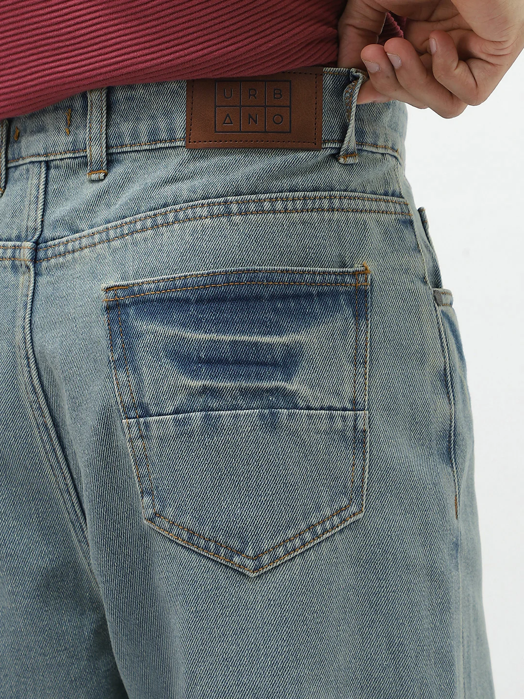 Men's Ice Blue Loose Baggy Fit Washed Jeans Non-Stretchable - Image 5
