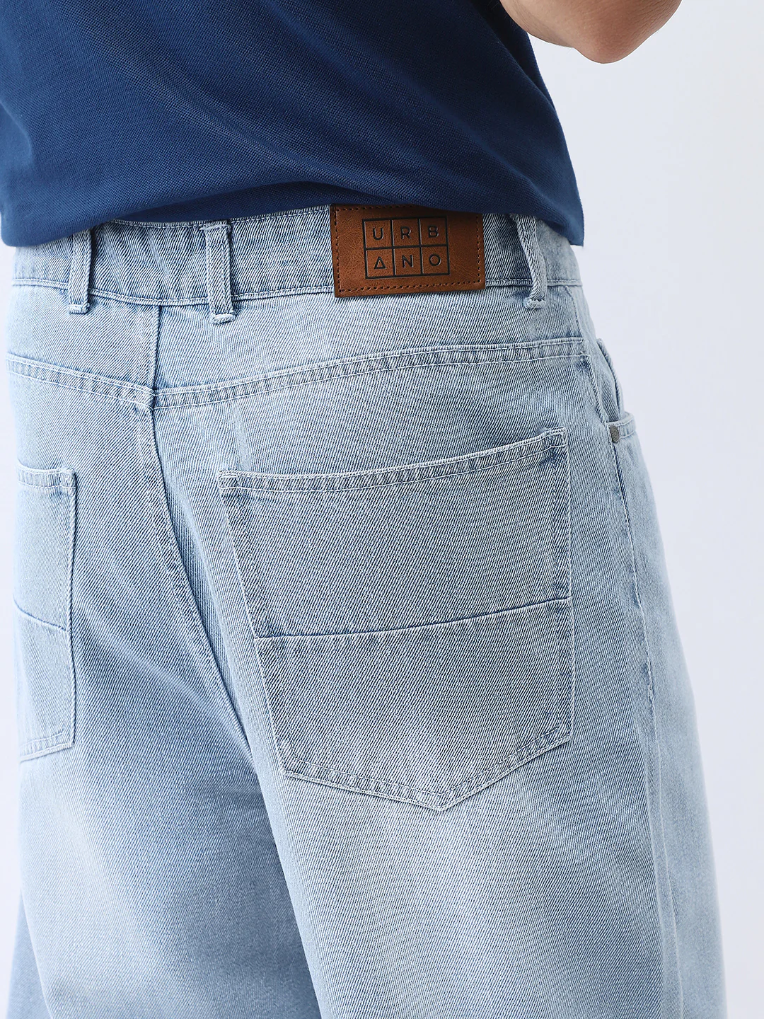 Men's Ice Blue Loose Baggy Fit Washed Jeans Non-Stretchable - Image 7
