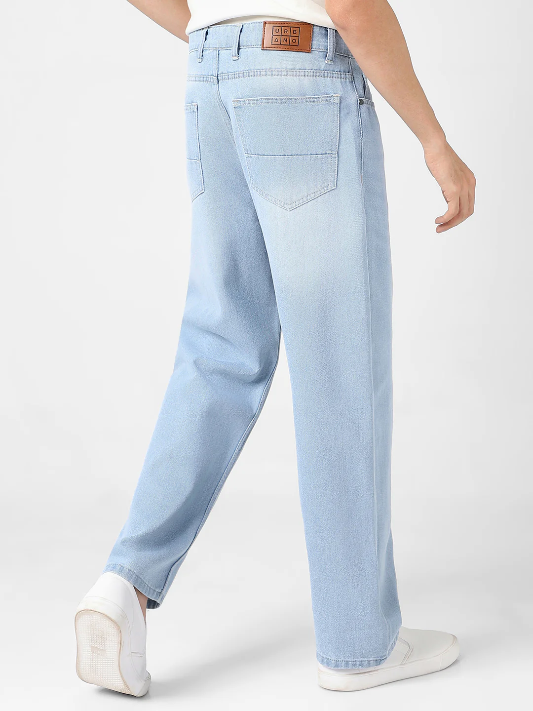 Men's Ice Blue Loose Baggy Fit Washed Jeans Non-Stretchable - Image 4
