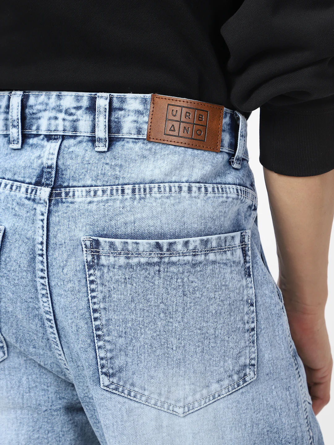 Men's Ice Blue Loose Baggy Fit Washed Cargo Jeans with 7 Pockets Non-Stretchable - Image 7