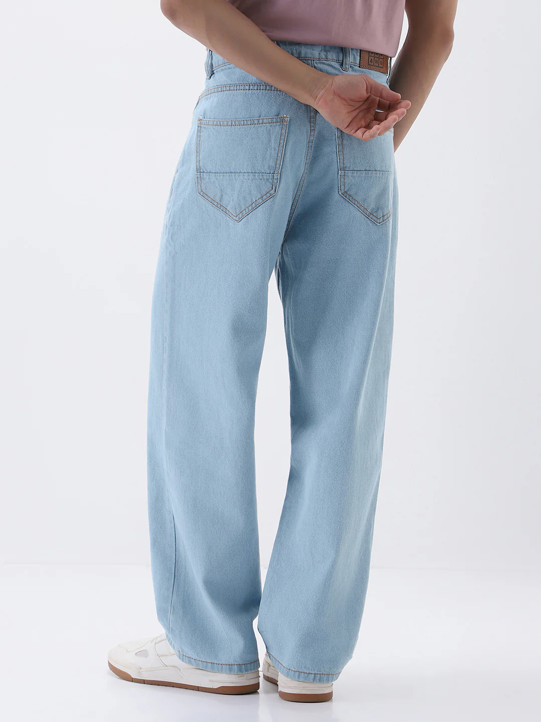 Men's Ice Blue Loose Fit Washed Jeans Non-Stretchable - Image 3