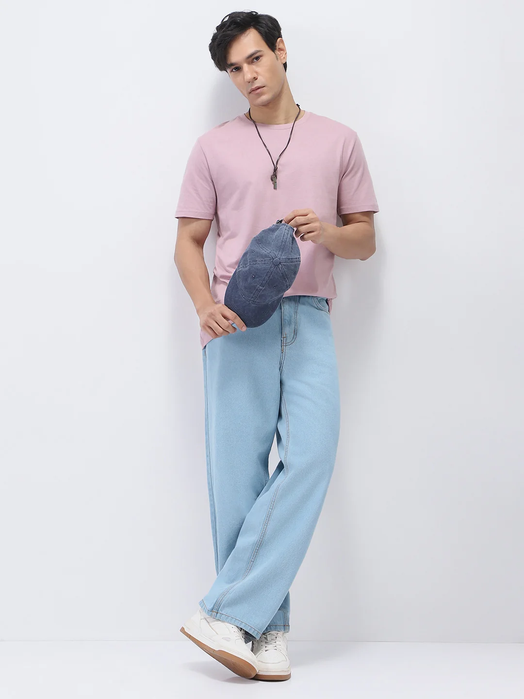 Men's Ice Blue Loose Fit Washed Jeans Non-Stretchable - Image 4