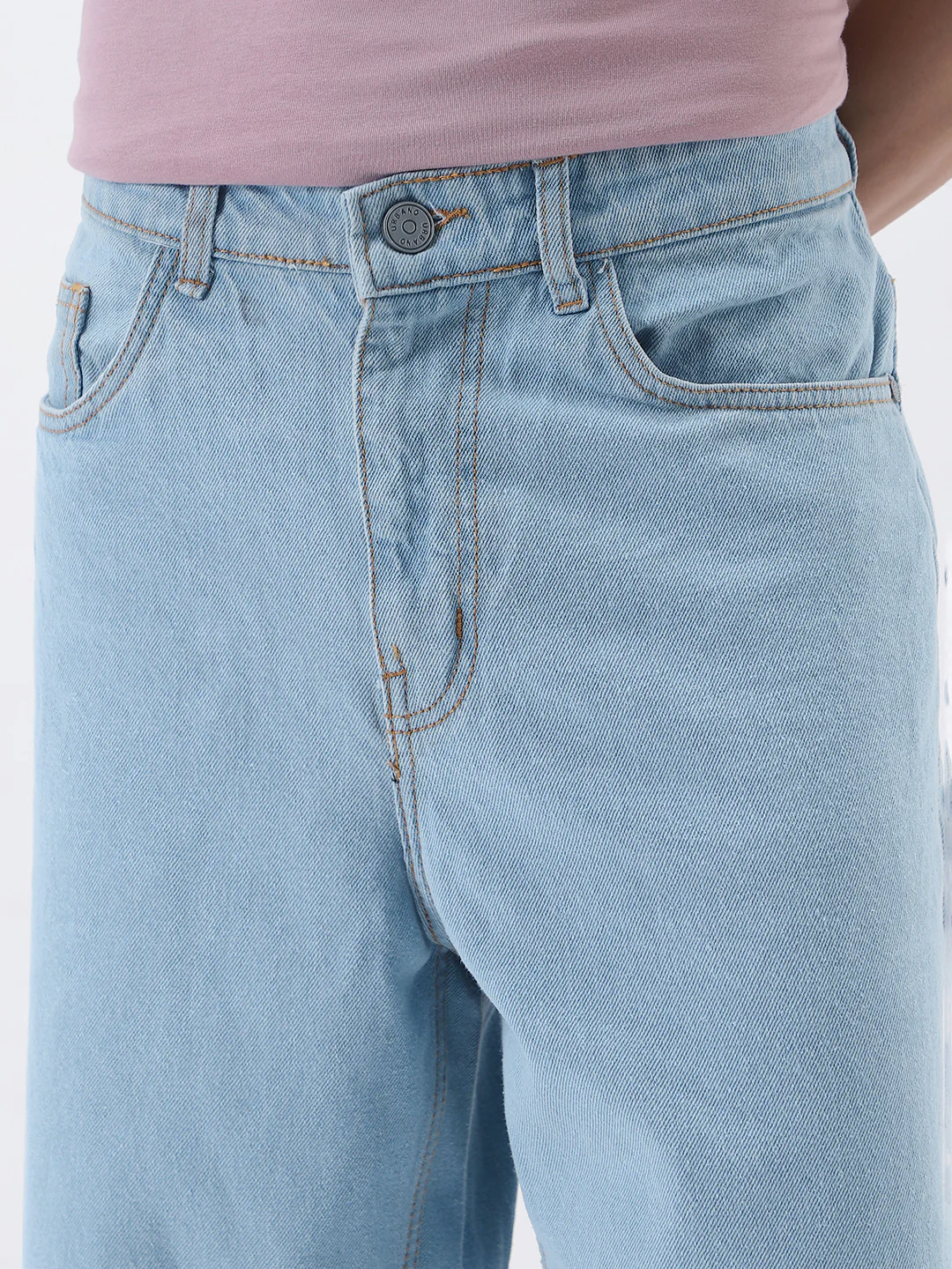 Men's Ice Blue Loose Fit Washed Jeans Non-Stretchable - Image 5