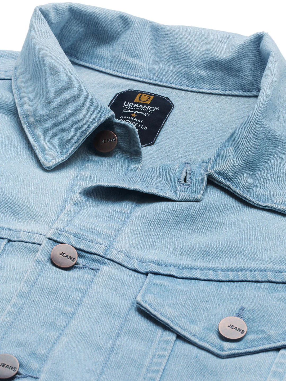 Men's Ice Blue Regular Fit Washed Full Sleeve Denim Jacket - Image 6