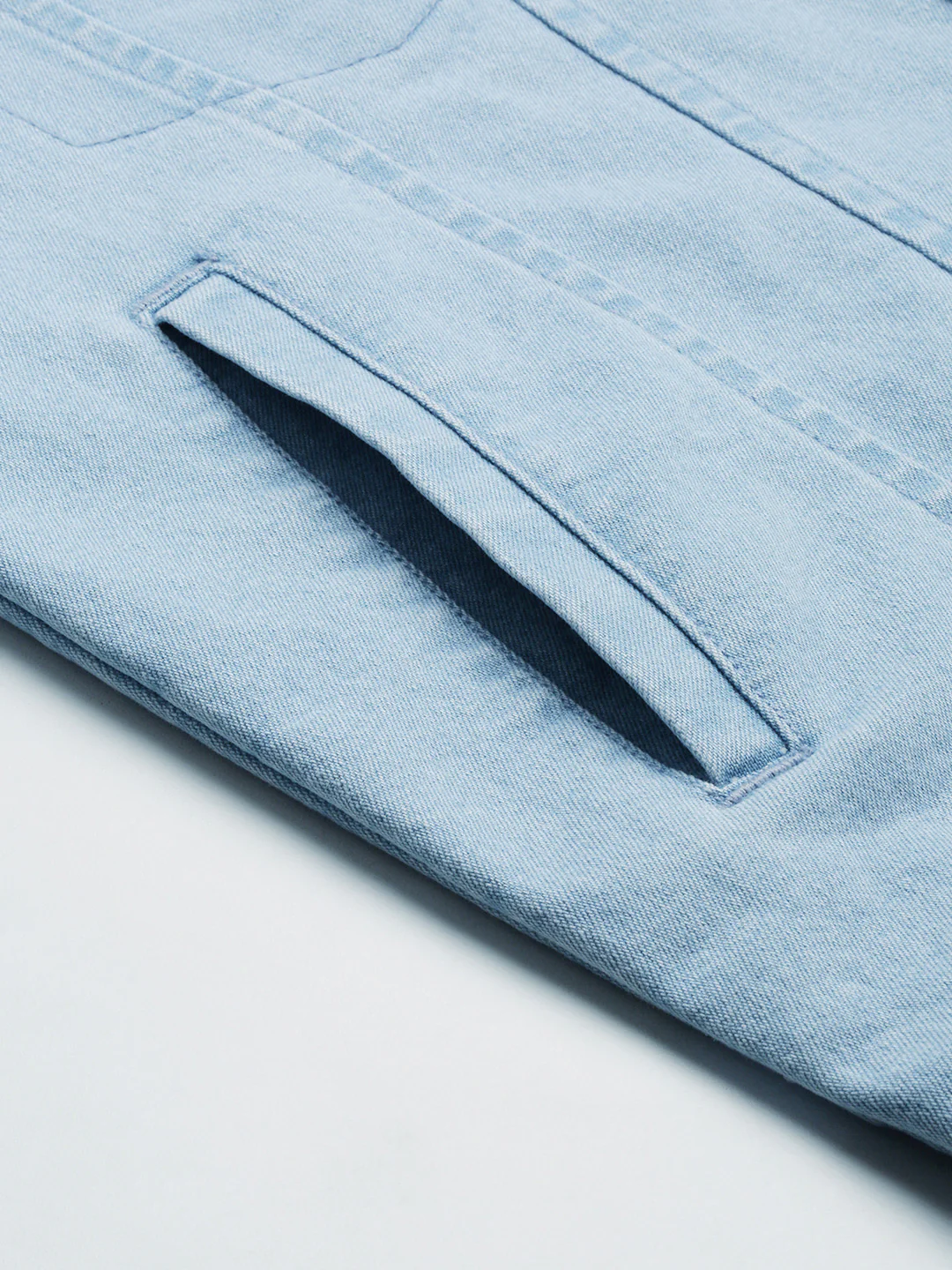 Men's Ice Blue Regular Fit Washed Full Sleeve Denim Jacket - Image 7