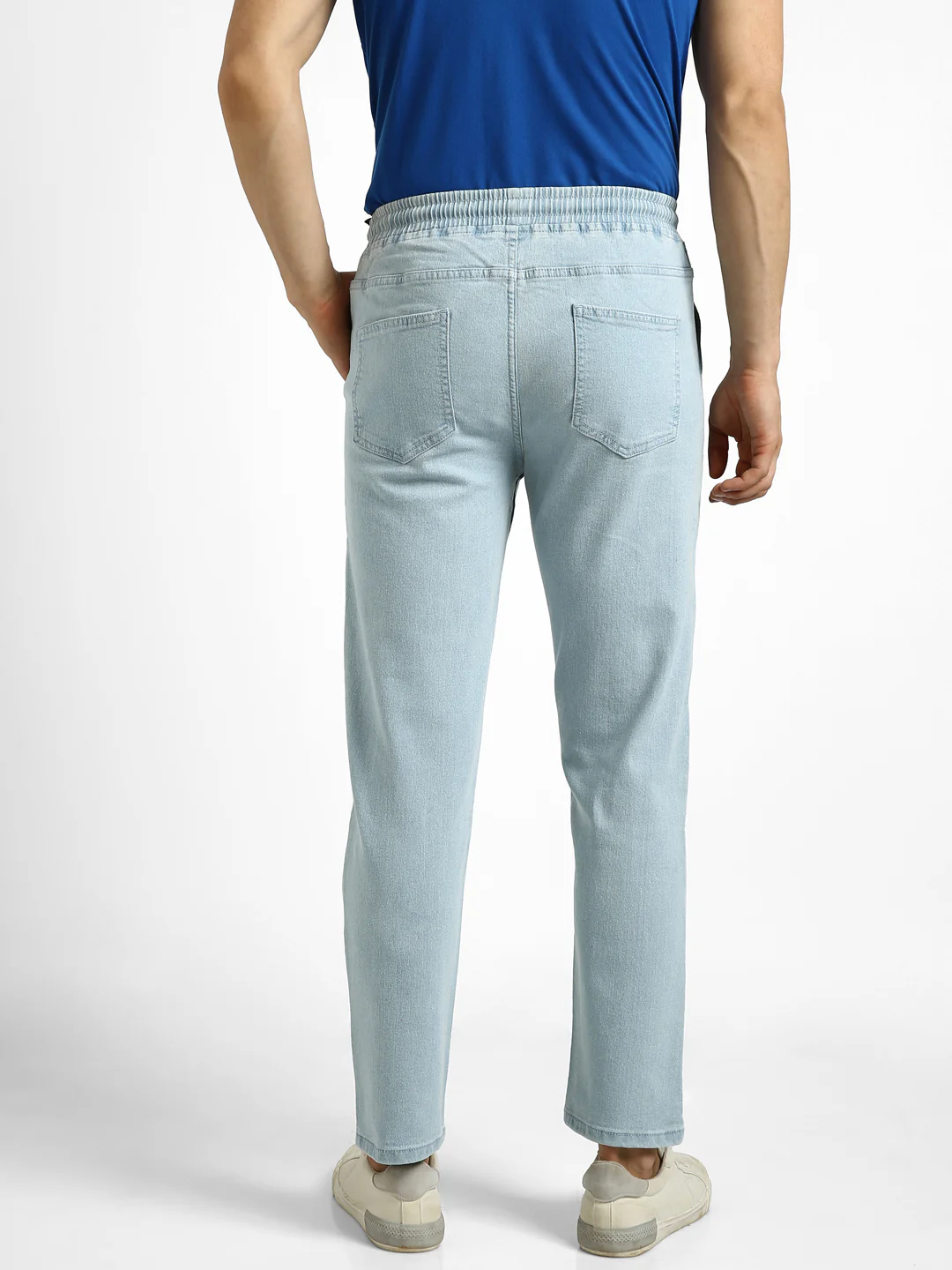 Men's Ice Blue Regular Fit Washed Jogger Jeans Stretchable - Image 3