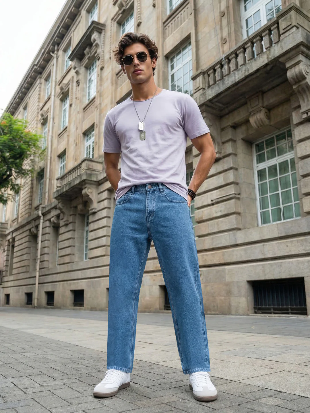 Men's Ice Blue Relaxed Fit Washed Denim Jeans Non-Stretchable - Image 4