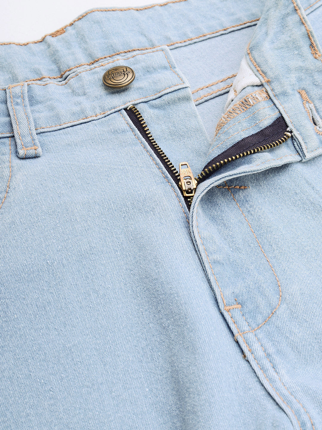 Men's Ice Blue Slim Fit Washed Jeans Stretchable - Image 5