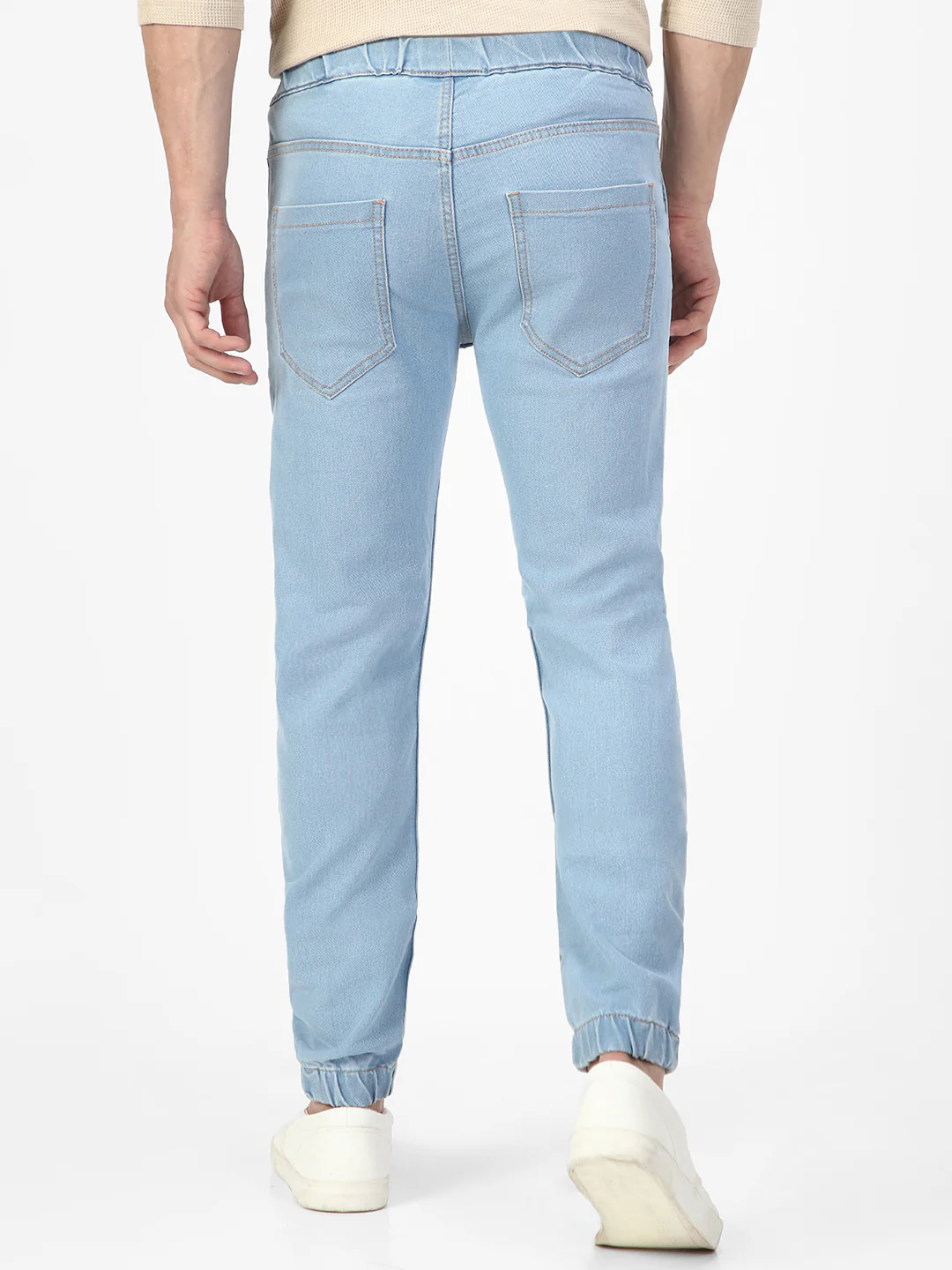 Men's Ice Blue Slim Fit Washed Jogger Jeans Stretch - Image 4
