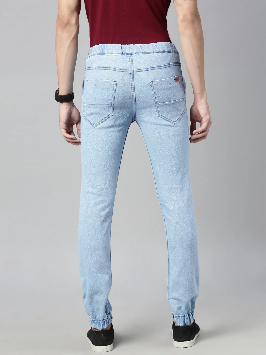 Men's Ice Blue Slim Fit Washed Jogger Jeans Stretchable - Image 3
