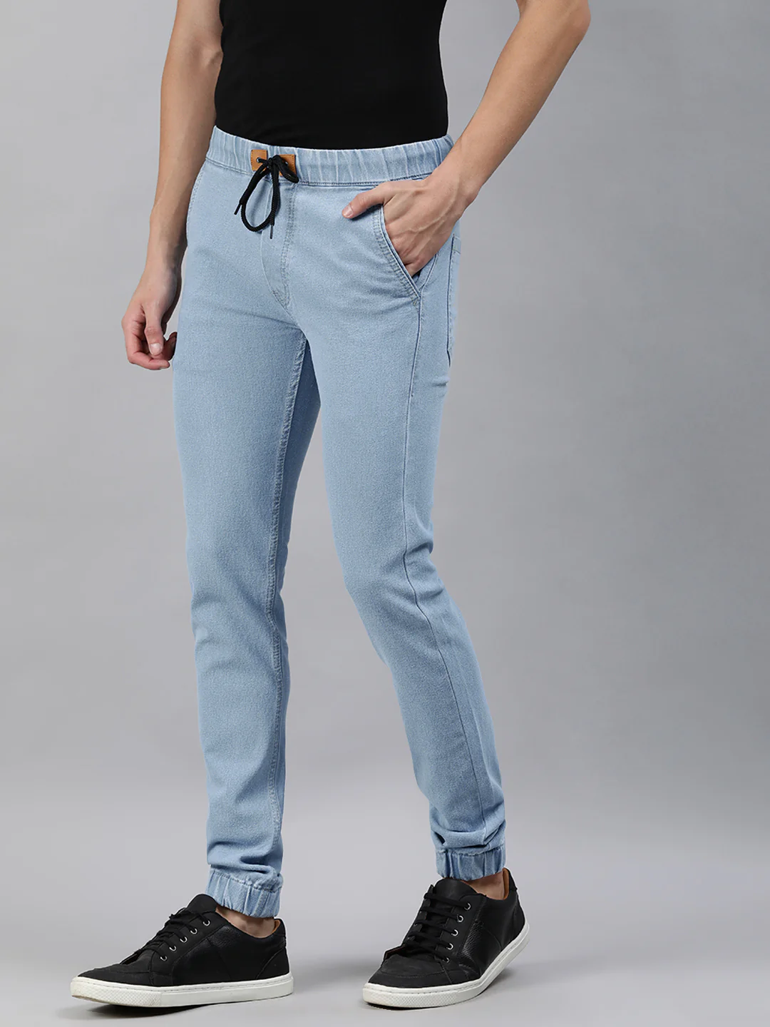 Men's Ice Blue Slim Fit Washed Jogger Jeans Stretchable - Image 2