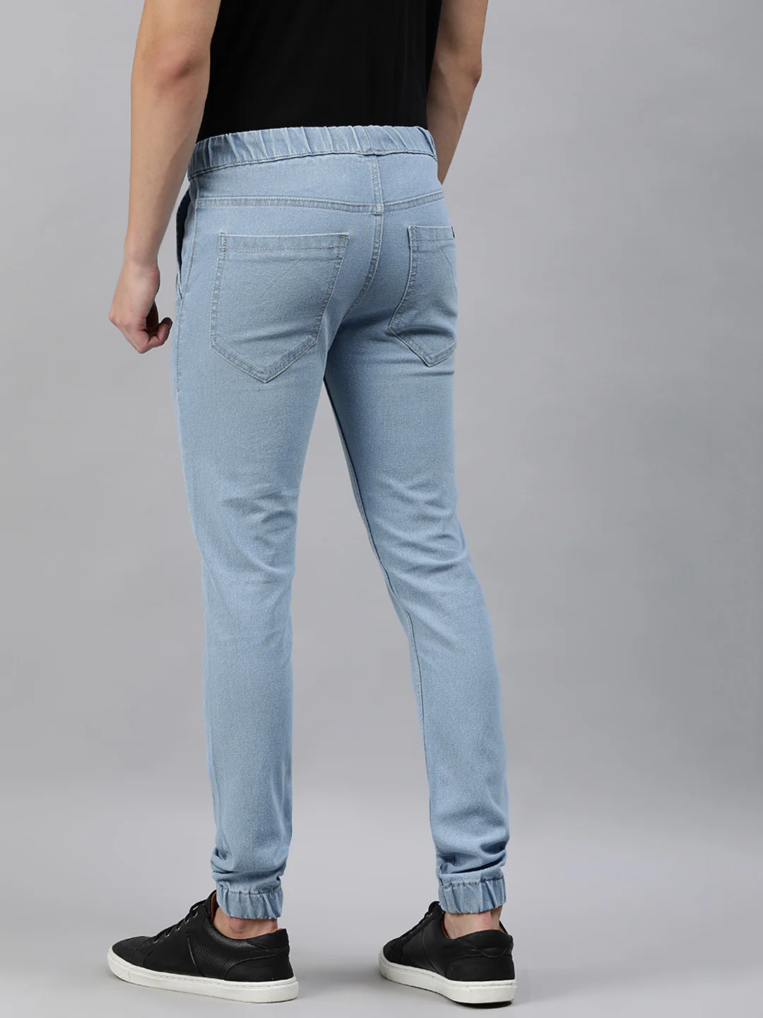 Men's Ice Blue Slim Fit Washed Jogger Jeans Stretchable - Image 3