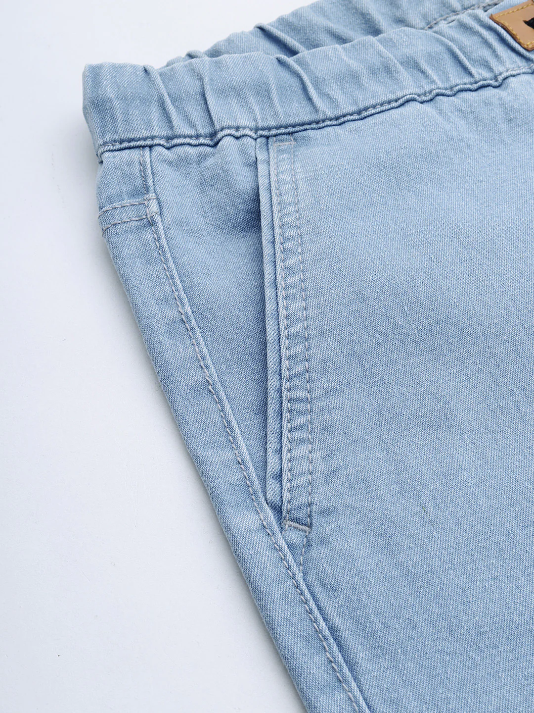 Men's Ice Blue Slim Fit Washed Jogger Jeans Stretchable - Image 6