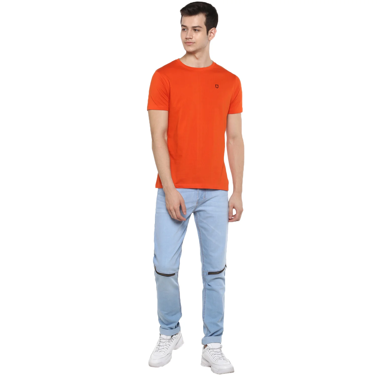 Men's Ice Blue Slim Fit Zippered Jeans Stretch - Image 5