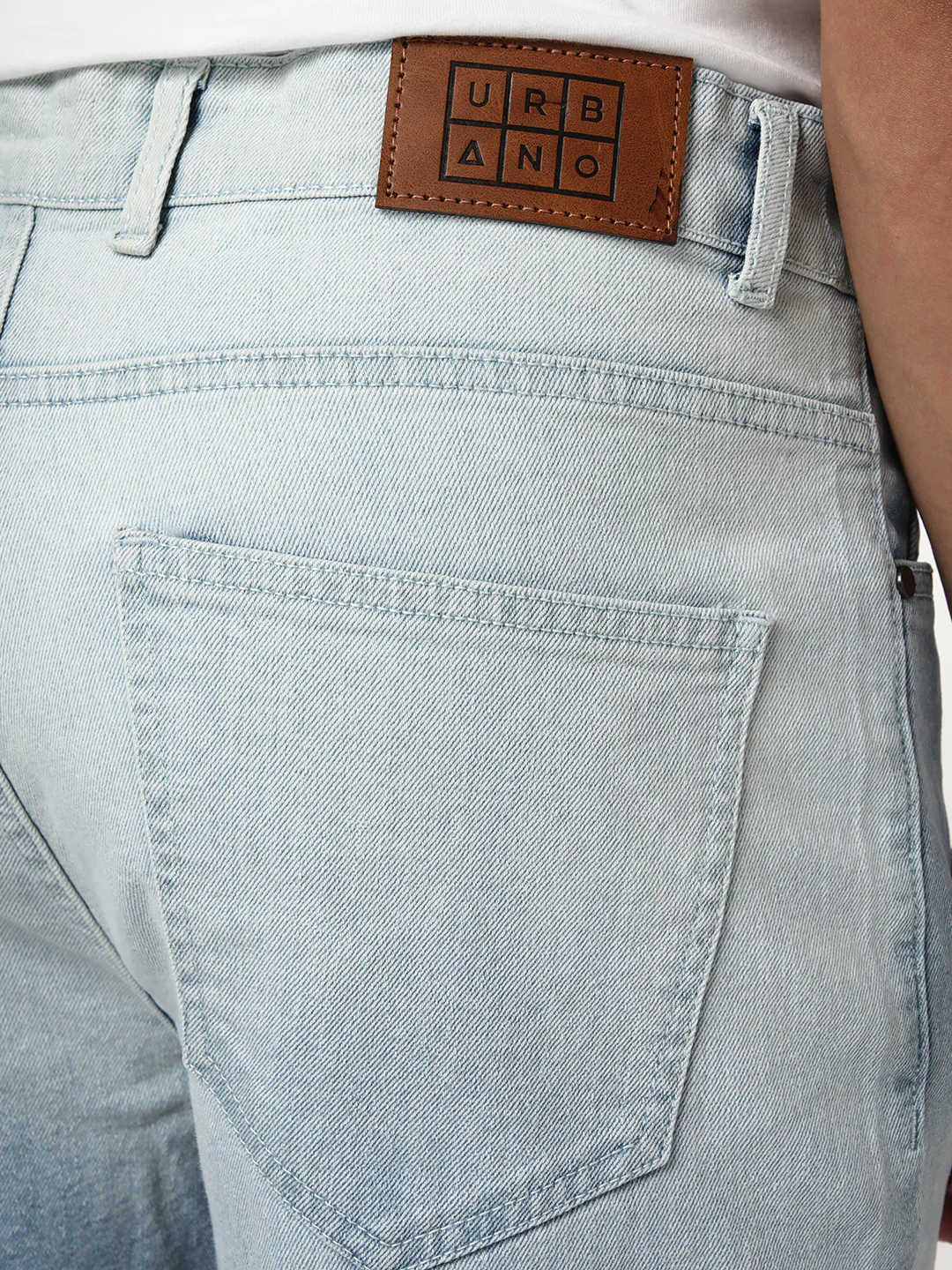 Men's Ice Blue Straight Fit Heavy Washed Faded Denim Jeans Stretchable - Image 6