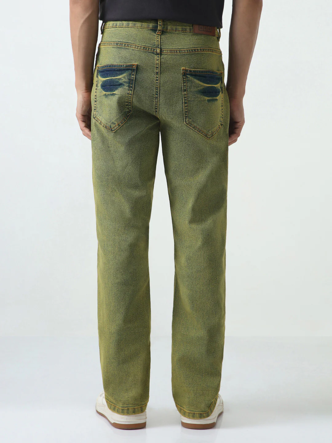 Men's Ice Blue Straight Fit Heavy Washed Jeans Stretchable - Image 3