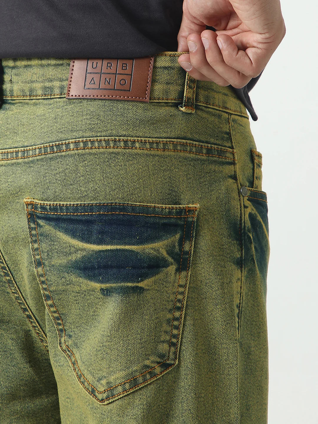 Men's Ice Blue Straight Fit Heavy Washed Jeans Stretchable - Image 6