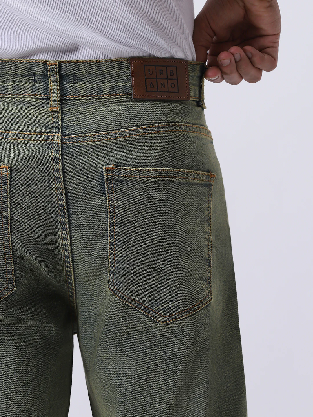 Men's Ice Blue Straight Fit Heavy Washed Jeans Stretchable - Image 6