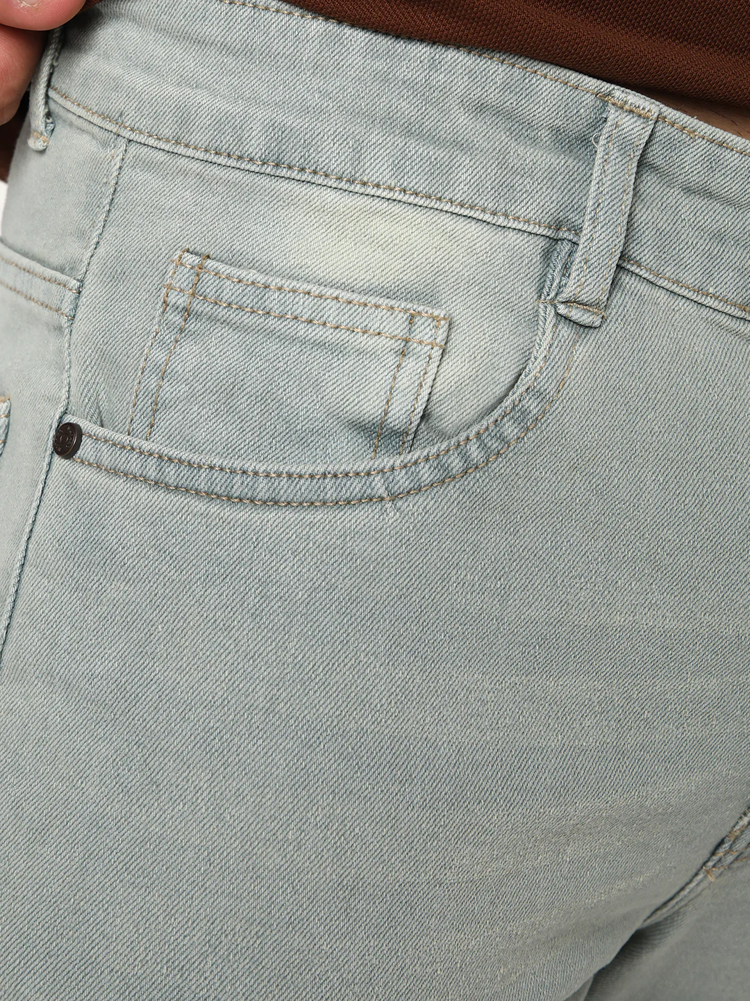 Men's Ice Grey Bootcut Fit Mid Rise Heavy Washed Jeans Stretchable - Image 5