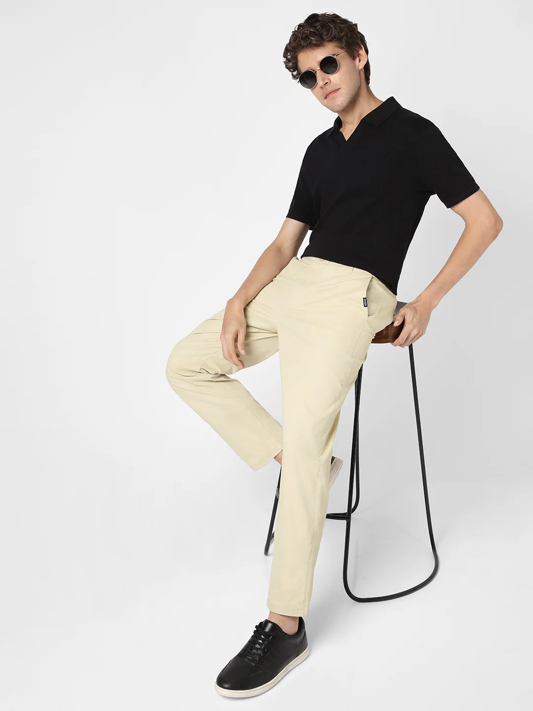 Men's Ice Grey Cotton Regular Fit Casual Chinos Trousers Stretch - Image 4