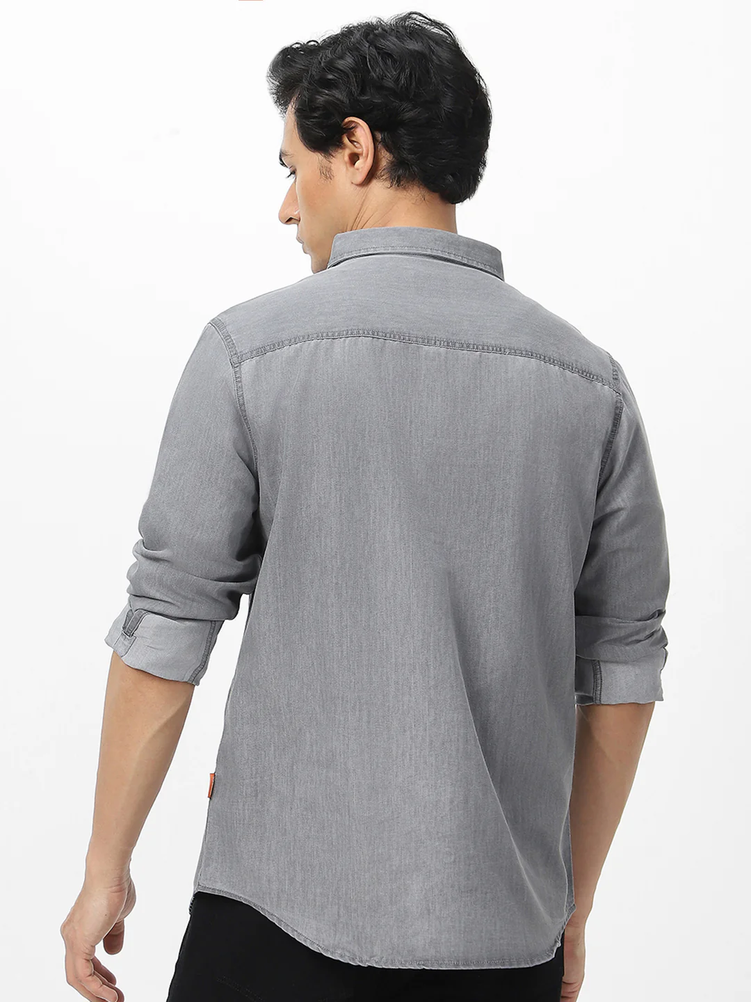 Men's Ice Grey Full Sleeve Regular Fit Casual Denim Shirt - Image 3