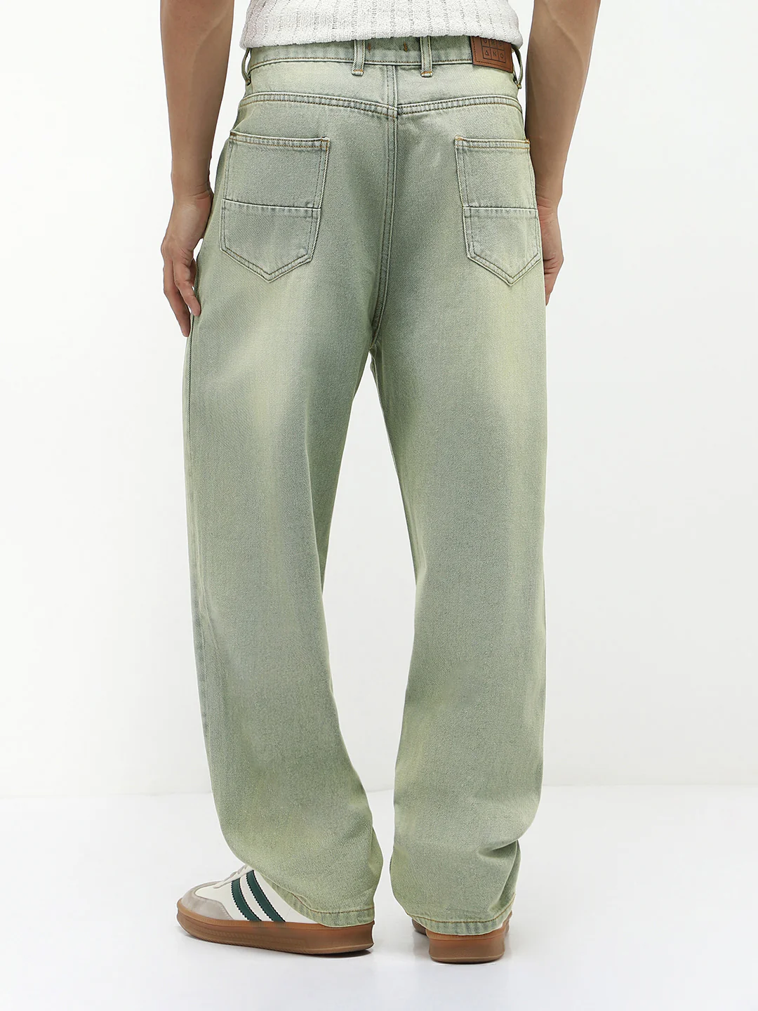 Men's Ice Grey Loose Baggy Fit Heavy Washed Jeans Non-Stretchable - Image 3