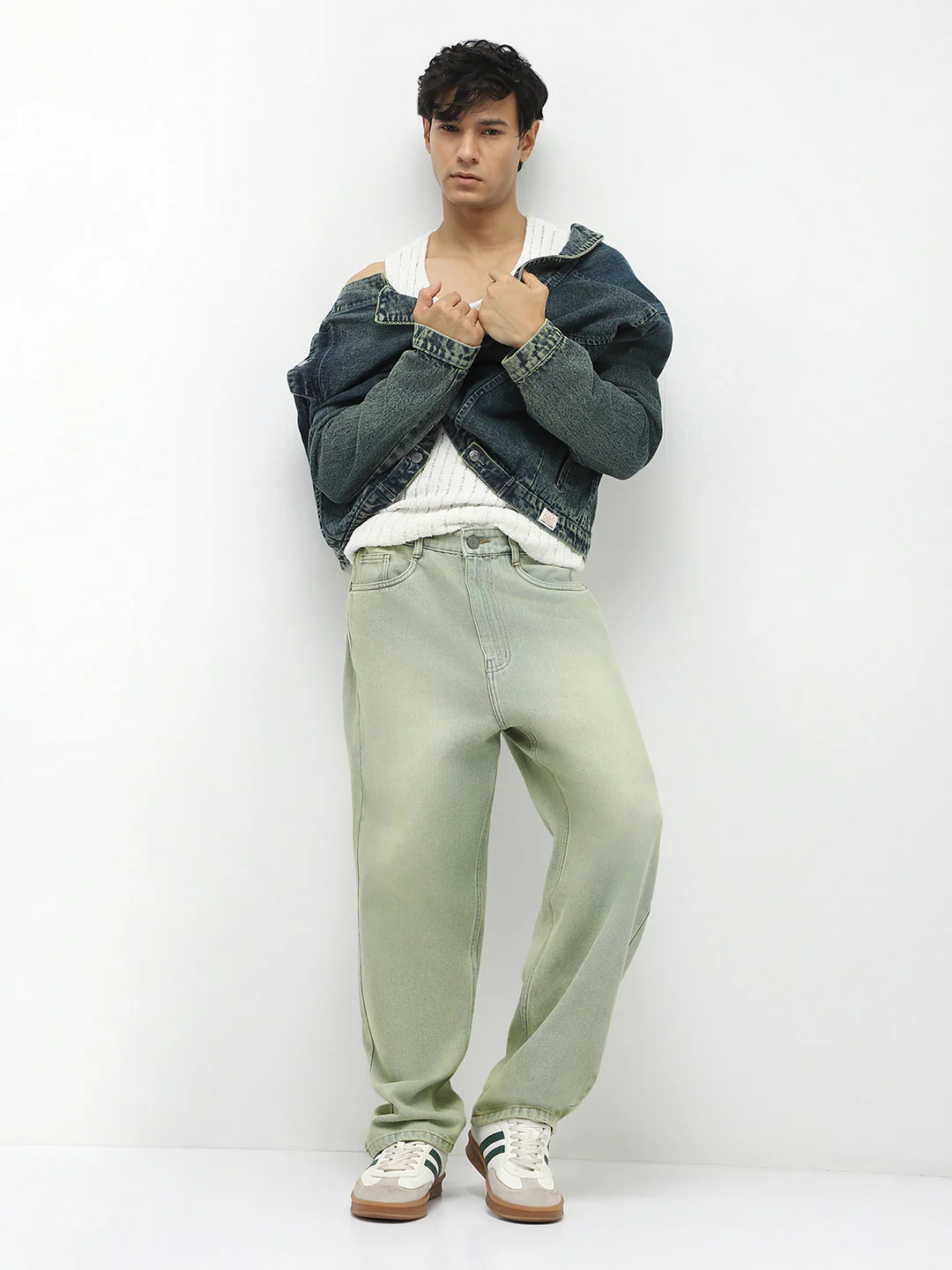 Men's Ice Grey Loose Baggy Fit Heavy Washed Jeans Non-Stretchable - Image 4