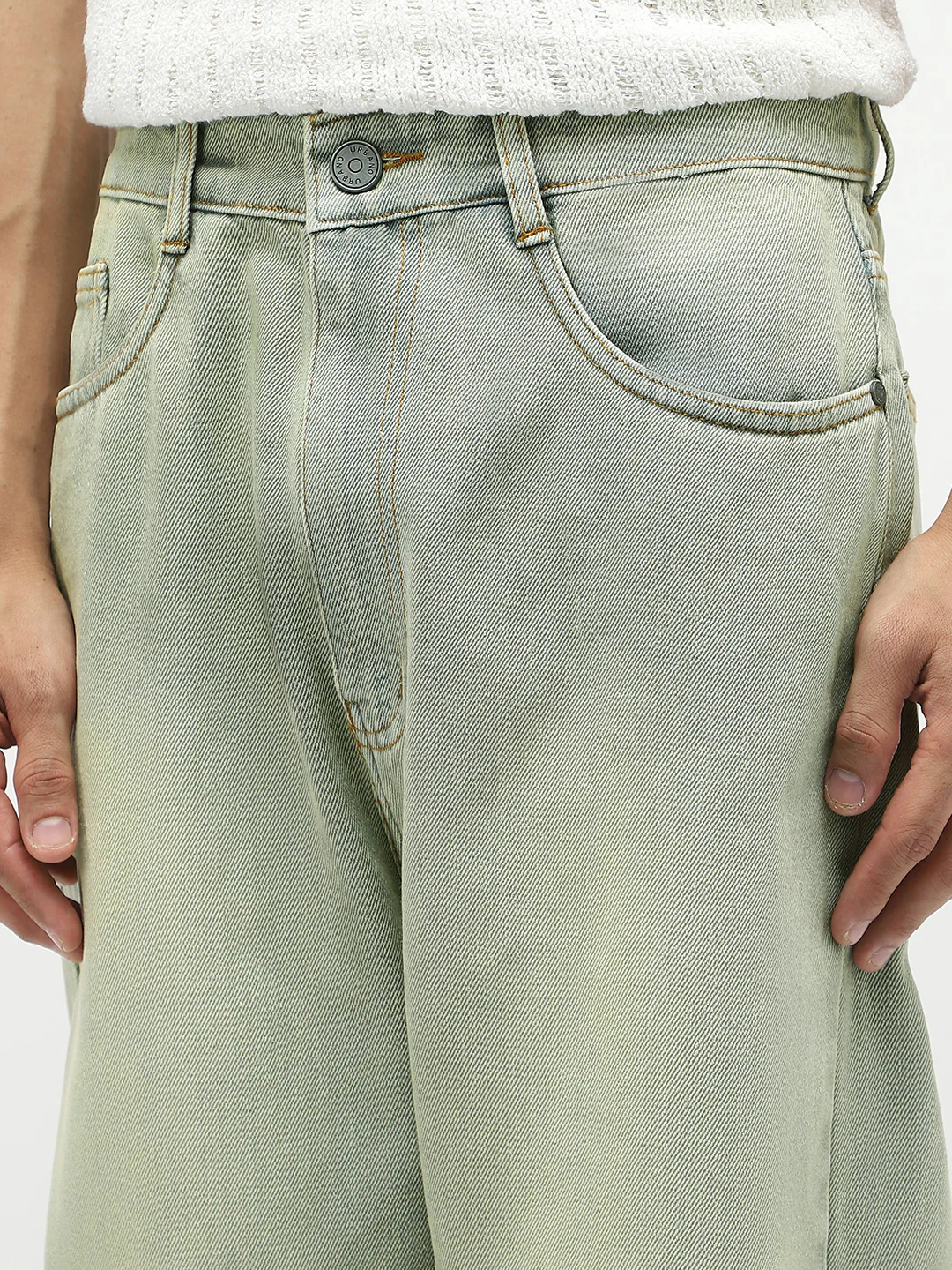 Men's Ice Grey Loose Baggy Fit Heavy Washed Jeans Non-Stretchable - Image 5