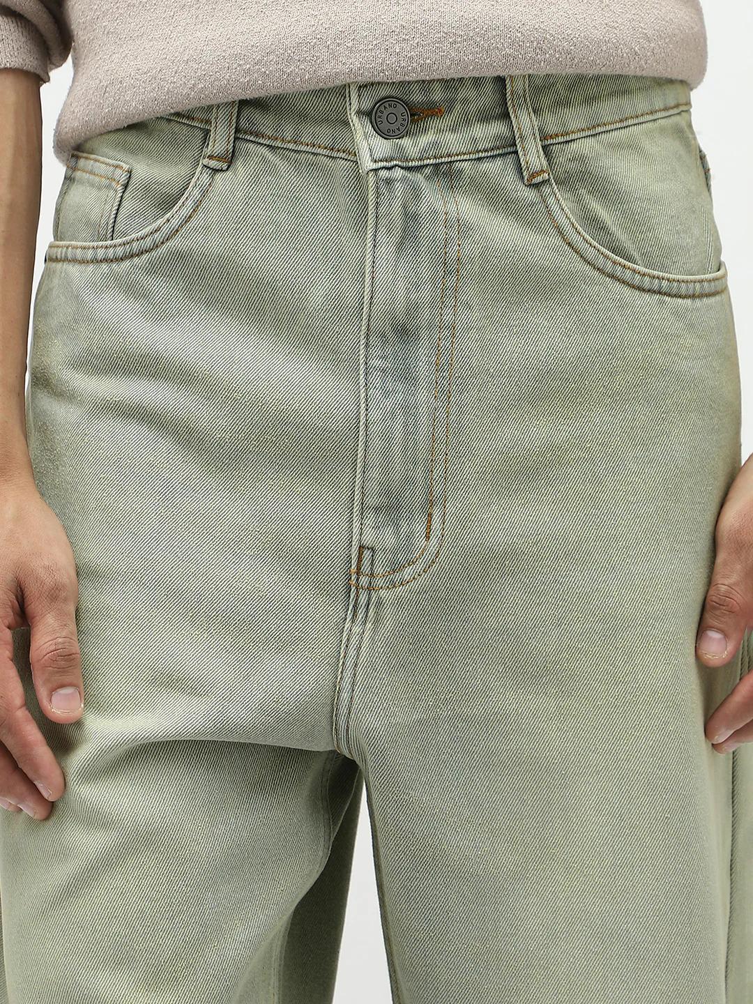 Men's Ice Grey Loose Baggy Fit Heavy Washed Jeans Non-Stretchable - Image 5